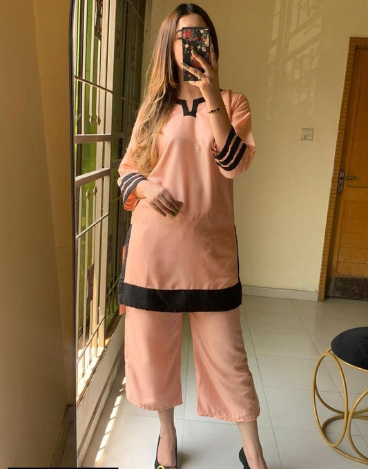 Plain Co-Ord Suit 2pc Stitched